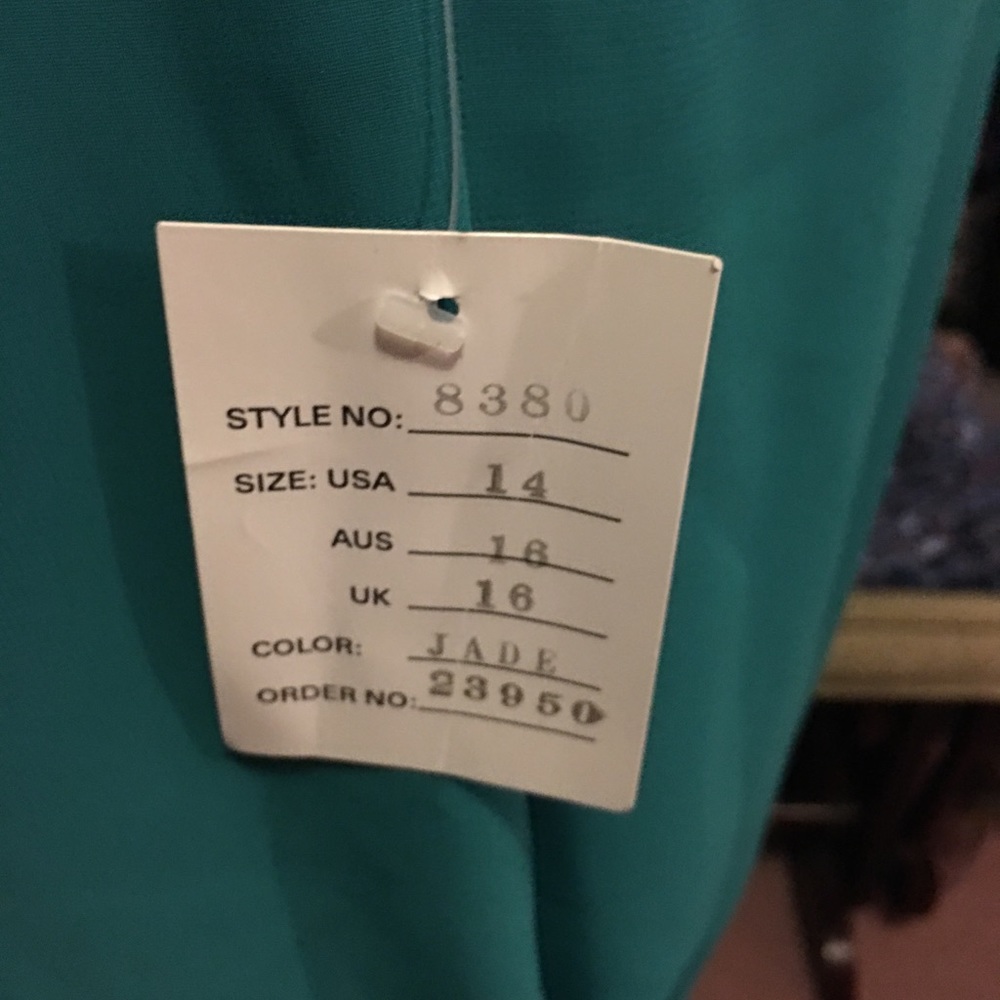 NWT Full-Length Teal Chiffon Gown Sz 14 - Picture 3 of 3